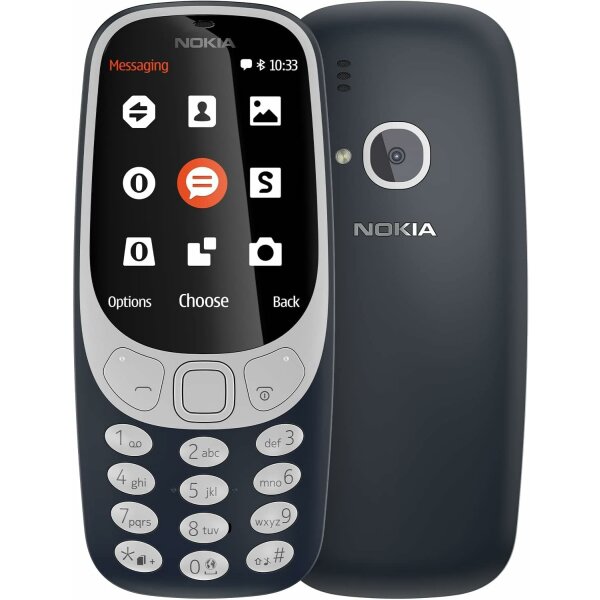 Nokia 3310 16GBMobiltelefon (2,4 Zoll Farbdisplay, 2MP Kamera, Radio, MP3 Player, Dual Sim) dunkelblau