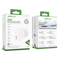 GaN-Ladegerät (UK-Stecker) 2x USB Typ C 50 W, Power Delivery, PPS, Q3 3.0, AFC, FCP