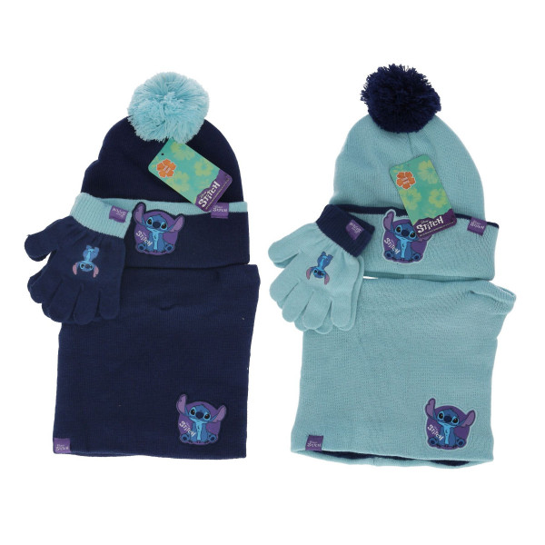 Lilo & Stitch Mütze mit Schlauchschal und Handschuhe für Kinder