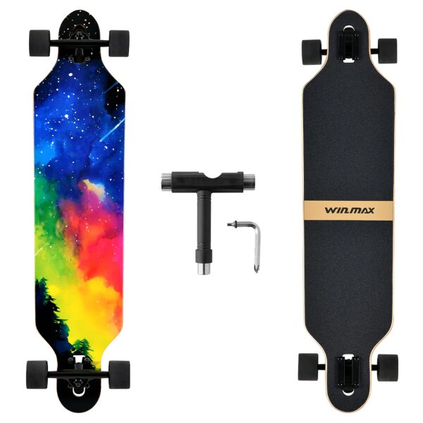 Twin Tip Skateboard Longboard Farbe Sky 8 Lagen, ABEC 11