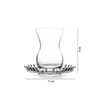 Beykoz Teegläser-Set mit Riffle Unterteller 12-teilig 145 ml Transparent aus Glas