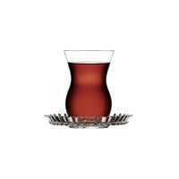 Beykoz Teegläser-Set mit Riffle Unterteller 12-teilig 145 ml Transparent aus Glas