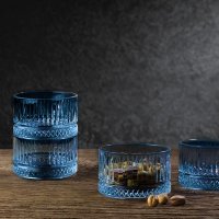 Elysia 4 Tlg. Set Snackschale aus Glas in Blau Servierschale Snackschale Rund