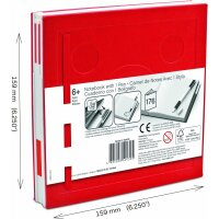 IQ LEGO Stationary Locking Notebook - Schreibwaren Notizbuch mit Gelstift - Notizbuch mit 352 quadratischen Papierseiten und Gelschreiber - Rot