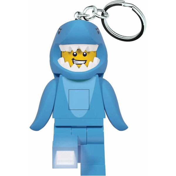 Lego Iconic Shark Suit Guy Schlüsselanhänger mit LED-Taschenlampe Spielzeuggeschenke für Kinder