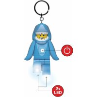 Lego Iconic Shark Suit Guy Schlüsselanhänger mit LED-Taschenlampe Spielzeuggeschenke für Kinder