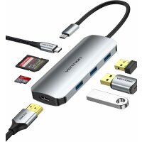 USB-C-Hub, Multiport-Adapter, Dock, 7-in-1 100W