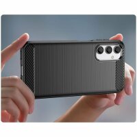 Carbon Case kompatibel mit Samsung Galaxy A25 5G flexible Silikon Carbon Hülle schwarz