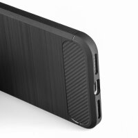 Carbon Case kompatibel mit Motorola Edge 50 Pro flexible Silikon-Carbon-Hülle schwarz