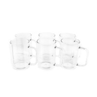 6er Gläser-Set mit Henkel für Tee, Kaffee Transparent Trinkgläser 270 ml