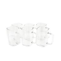 6 teiliges Gläser Set mit Henkel für Tee, Kaffee, quadratisch, transparent 280 ml