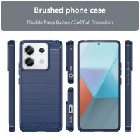 Carbon Case Hülle kompatibel mit Xiaomi Redmi Note 13 Pro Plus 5G flexible Silikon-Carbon-Hülle blau