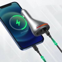 Autoladegerät 24W USB-C, USB-A in Silber...