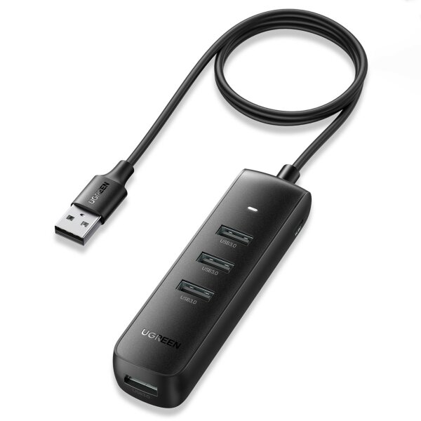 Adapter HUB USB Typ A Splitter auf 4x USB 3.2 Gen 1 in Schwarz