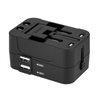 Reiseadapter universal 24W EU / US / AUS / UK / 2x USB-A in Schwarz