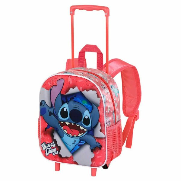 Lilo und Stitch Thing-Kleiner 3D Rucksack mit Rädern, Rosa, 26 x 34 cm, Kapazität 12,5 L