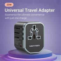 3-Port USB (C + A + A) Universal-Reiseadapter (20 W/18...