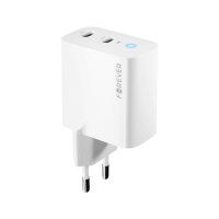 GaN Schnellladegerät 40W Wandladegerät 2x USB-C Anschluss PD, QC in Weiß