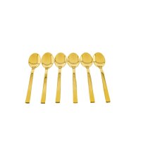 6 teiliges Teelöffel-Set aus hochwertigem Edelstahl in Gold, 12,5 cm, schlicht