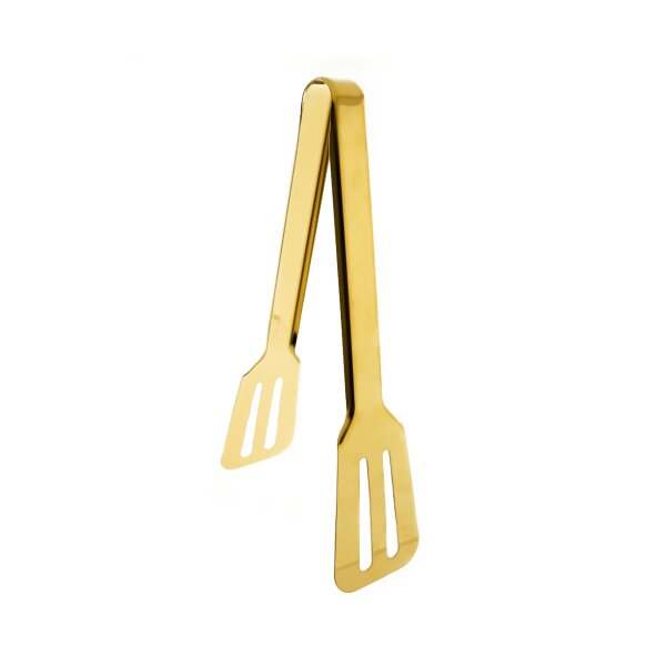 Servierzange ideal für Salate, Grillgut oder Gebäck, aus Edelstahl, in Gold, 24 cm