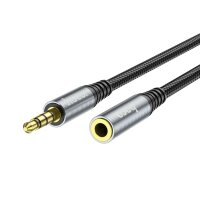 AUX-Kabel Klinke 3,5 mm (männlich) auf Klinke 3,5 mm (weiblich) 1m in Schwarz