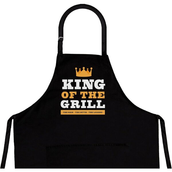 Kochschürze für Männer "King of the Grill" aus Baumwollmischung in Schwarz