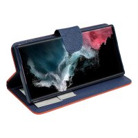 Buch Tasche "Fancy" Standfunktion kompatibel mit Samsung Galaxy A55 5G Rot-Blau