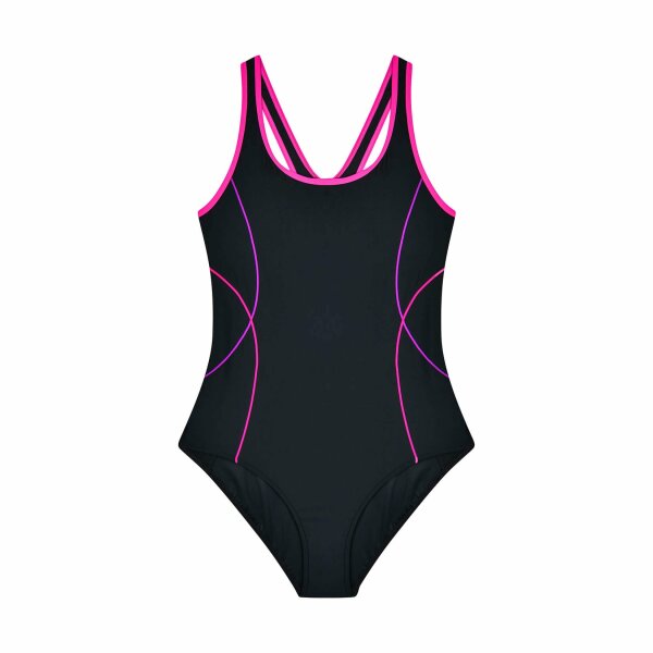 Damen Sport-Badeanzug im Racerback-Design mit Trendigen Piping-Akzenten