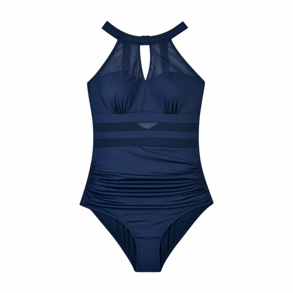 Stilvoller Marineblauer Badeanzug mit Cutout-Mesh-Design für einen modernen Look