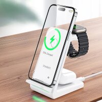 15W 3in1 Induktionsladestation – Weiß - Ladestation für Smartphones, Kopfhörer und Watches