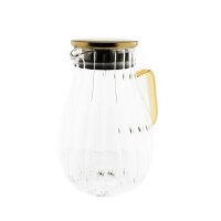 Karaffe aus Glas 1,8 Liter Riffle Design mit goldenem...