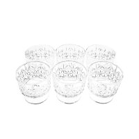 6 teiliges Schalen-Set aus Glas 260 ml transparent Dessertgäser, Eisbecher mit Muster