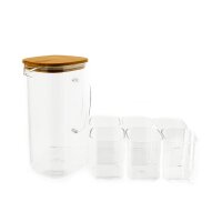 Karaffen-Set mit Deckel aus Glas 1,95L mit 6 Gläser 330 ml transparent