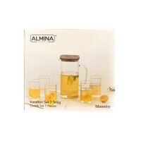 Karaffen-Set mit Deckel aus Glas 1,95L mit 6 Gläser 330 ml transparent