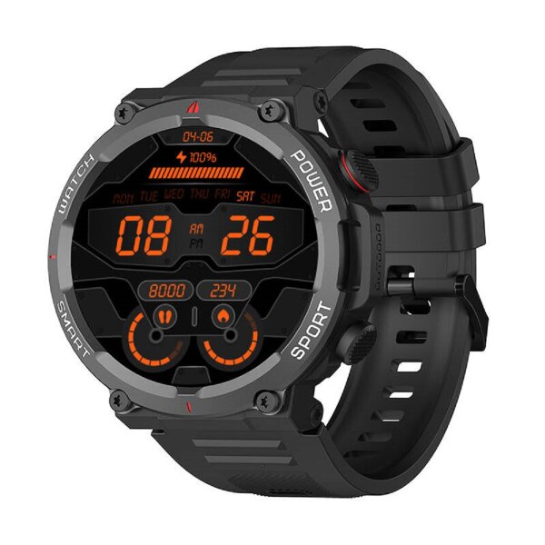 W50-black Robuste Smartwatch mit 1,39-Zoll-Display IP68 für den Alltag