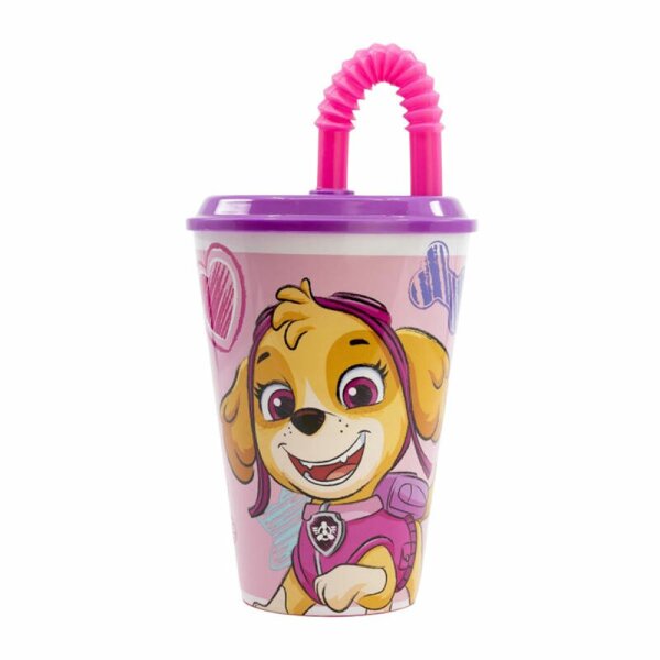 Wasserbecher 430 ml Pinkf für Kinder - Trinkbecher mit niedlichem Hunde-Motiv