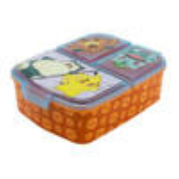 Brotdose für Kinder mit 3 Fächer Pokemon Lunchbox Orange-Blau Frühstücksbox