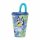 Niedlicher Wasserbecher für Kinder 430 ml - Wasserbecher Blau mit Strohhalm