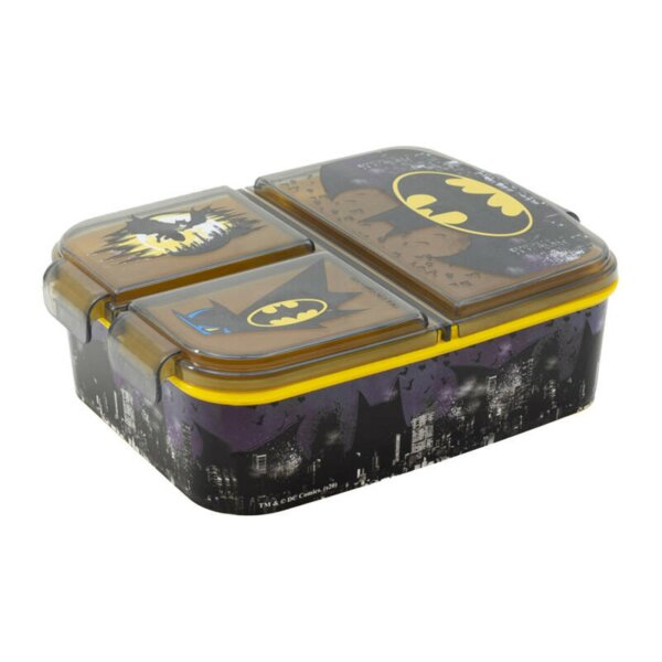 Brotdose für Kinder mit 3 Fächer Batman Lunchbox Schwarz-Gelb Frühstücksbox