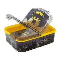 Brotdose für Kinder mit 3 Fächer Batman Lunchbox Schwarz-Gelb Frühstücksbox