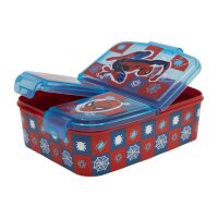 Brotdose für Kinder mit 3 Fächer Spiderman Lunchbox Blau-Rot Frühstücksbox