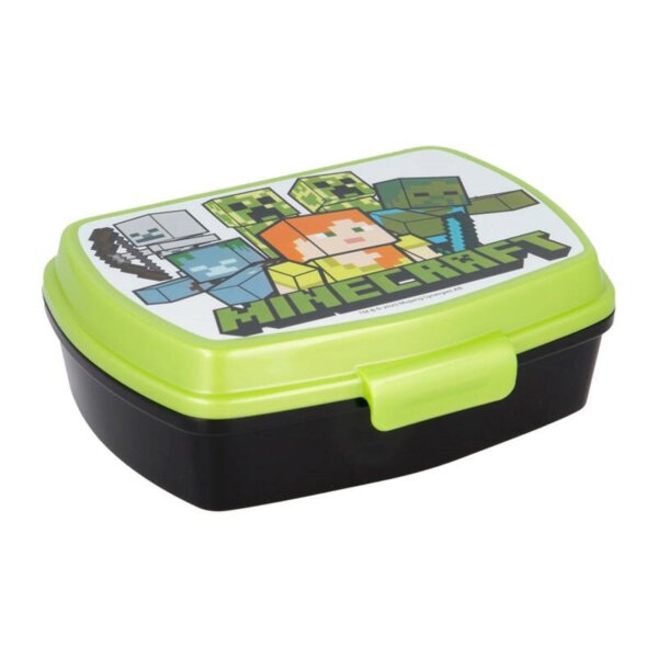 Brotdose für Kinder Minecraft Lunchbox in Grün-Schwarz Frühstücksbox 750 ml