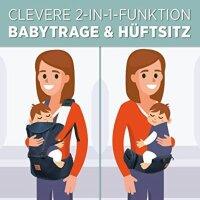 Atmungsaktive Babytrage ab dem 3. Lebensmonat - Mit Sonnenschutz und Seitentaschen - Verstellbare Multipositionstrage bis zu 20 kg