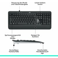 Wireless MK540 Kabellose Tastatur & Maus QWERTZ-Layout mit langlebiger Batterielaufzeit