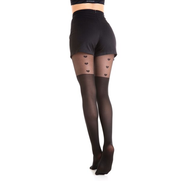 Schwarze Strumpfhose 40/120 Den mit Herz Motiv – Wild und Stilvoll