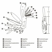 Taschenmesser aus Edelstahl mit 15 Funktionen