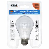 LED Lampe E-27 Birnenform 9 Watt - warmweiß (3000 K)