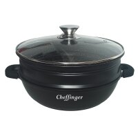 4 in 1 Tajine Topf mit Silikongriffe ø28 cm Garer Dampfgarer Schwarz Induktion