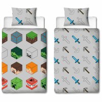 Minecraft Bettwäsche Set für Einzelbett - Einzelbett-Set für kleine Baukünstler