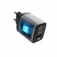 FORCELL F-ENERGY GaN III VT-37 Reiseladegerät mit Display LCD 2 x Typ C + USB A PD QC4.0 SAM SFC2.0 3,45A 70W grau